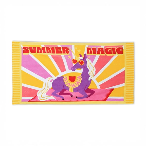 Mainstays Kids Cotton Blend Beach Towel, 30 x 60 Inches, Unicorn