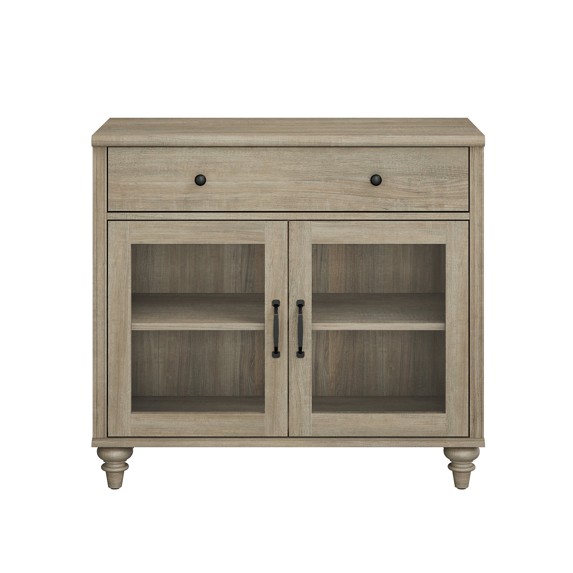 72"H x 33.9"W 5,ier Farmhouse Wooden Bookcase, Display Bookshelf with Glass Doors, Roomy Storage Cabinet & Wood Drawer, Library Book Shelf for Living Room, Office, Kitchen, Wash Gray