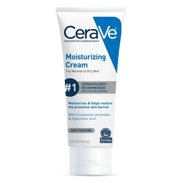 Crema hidratante CeraVe para rostro y cuerpo, piel normal a seca, 240 ml