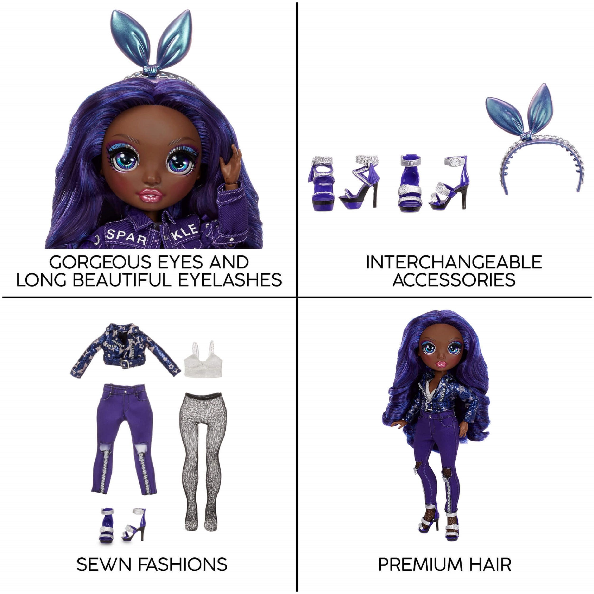 Rainbow High Krystal Bailey – Indigo (Dark Blue Purple) Fashion Doll With 2 Complete Mix & Match Outfits And Accessories, Toys for Kids 6-12 Years Old - image 7 of 8