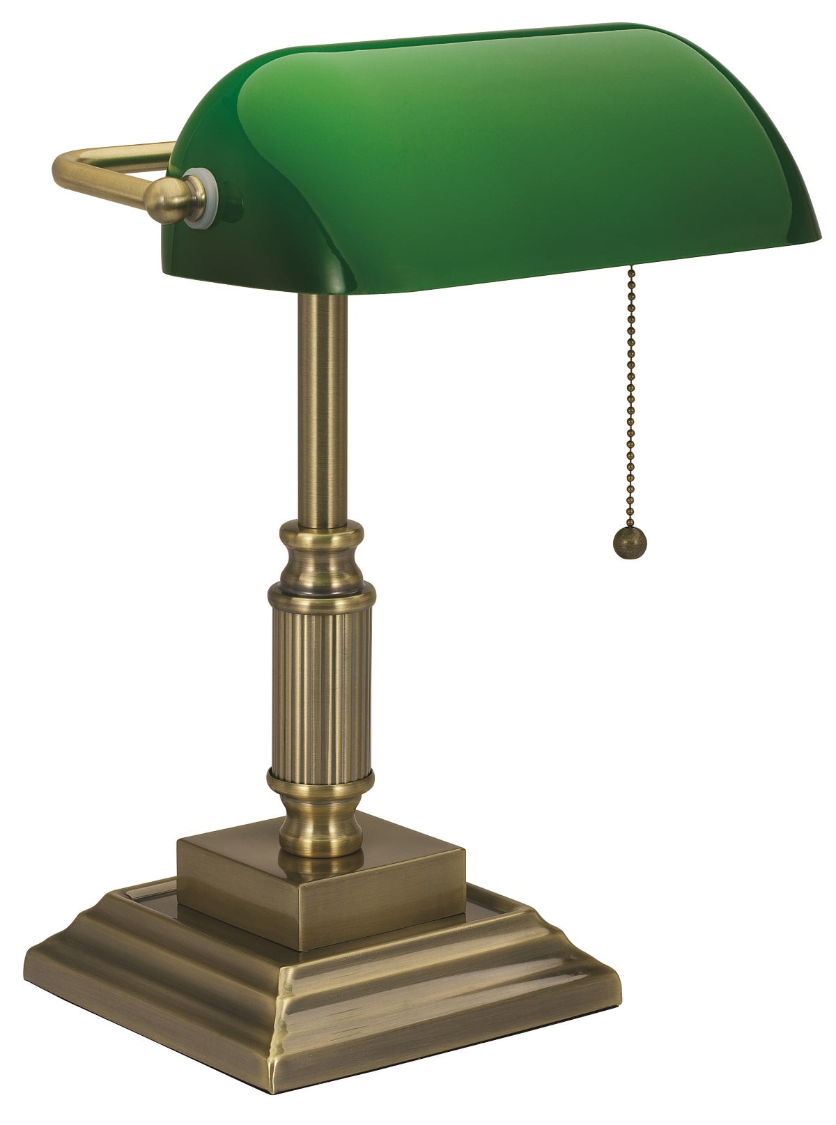 Echivalent Nimeni Bankers Desk Lamp, Antique Green Glass Desk Lamp