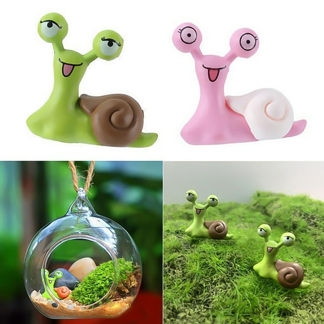 Flmtop 2 Pcs Garden Ornament Snail Shape No Fade Plastic Snail Fairy Garden Accessorie for Home