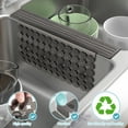 thumbnail image 3 of OTHWAY 9.5"x12" Non-Slip Double Sink Divider Protector Mat Heavy-Duty Dish Drying Rack with Strong Suction Cups, Easy to Clean & No Smell Kitchen Sink Tray for Glassware, Plates & Dishes (Dark Gray), 3 of 7