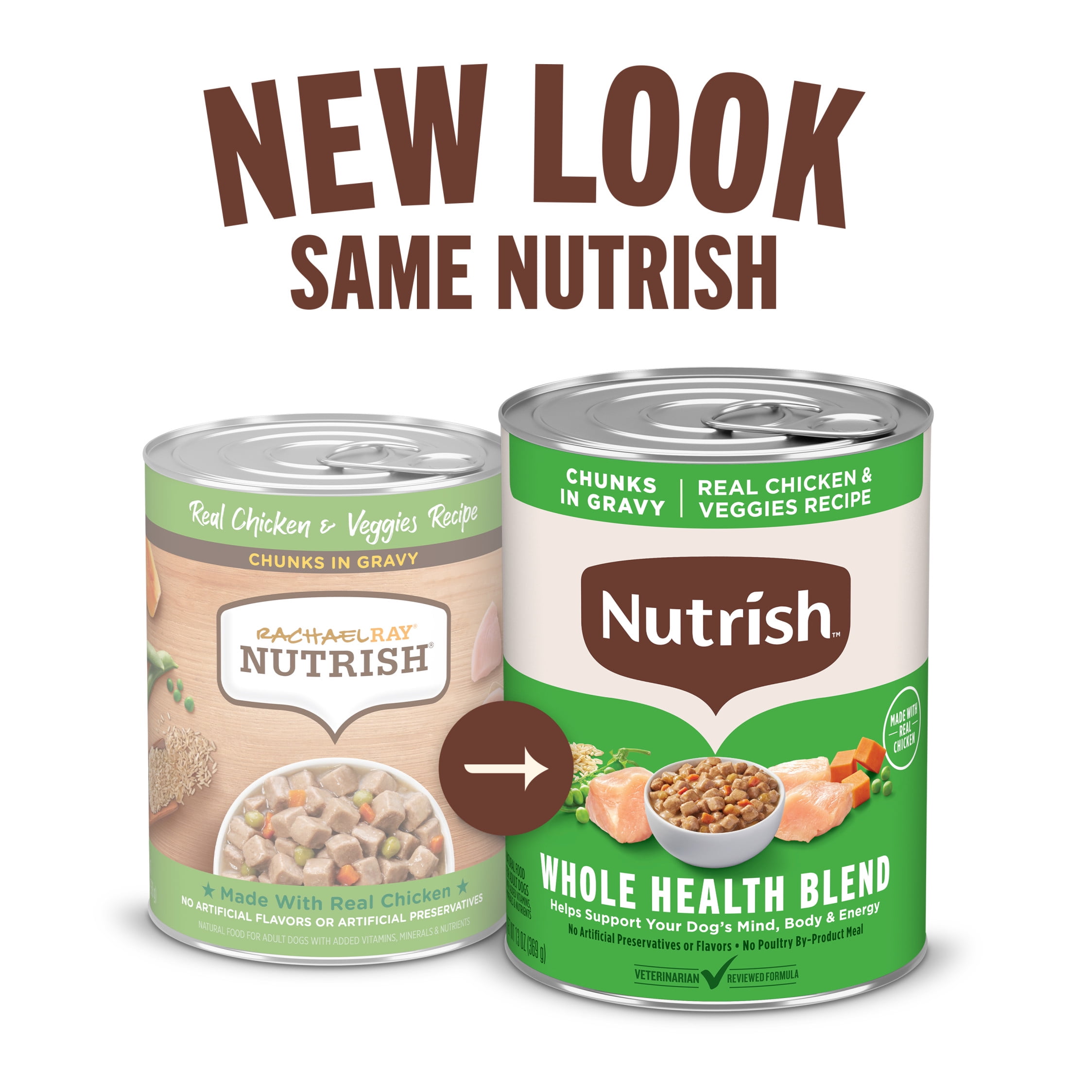 Nutrish Real Chicken & Veggies Recipe Whole Health Blend Chunks in Gravy Wet Dog Food, 13 oz. Can, 12 Count (Rachael Ray)