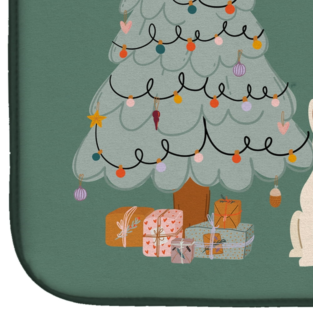 White Bull Terrier Christmas Everyone Dish Drying Mat