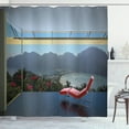 thumbnail image 1 of Ambesonne Scenery Shower Curtain, Tropical Island Flowers, 69"Wx84"L, Charcoal Grey Green, 1 of 3
