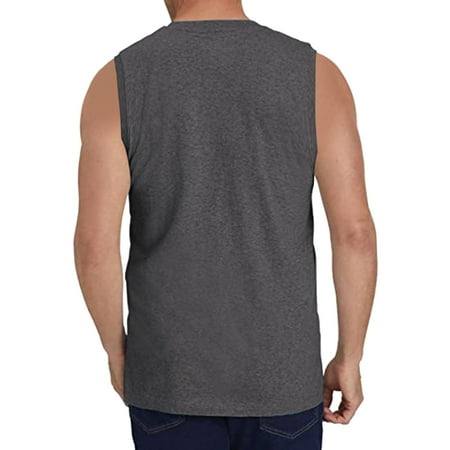 

Cathalem Set Shirt for Men Mens Fashion Casual Solid Color Sports Fitness Sleeveless T Shirt under Scrub Men Long Sleeve Shirts Vest Dark Gray Large