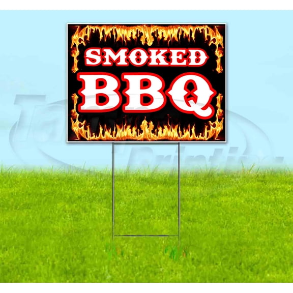 Smoked Bbq (18" x 24") Yard Sign, Includes Metal Step Stake