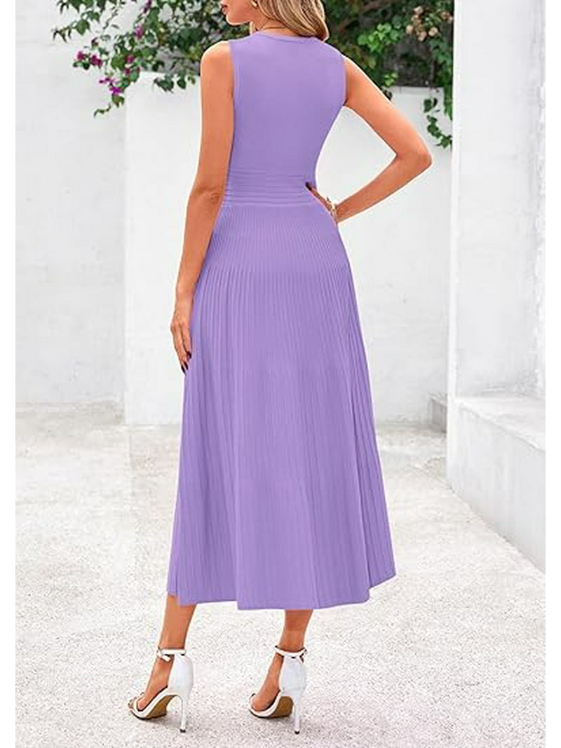 PRETTYGARDEN Spring Casual Dresses for Women Summer Business Work Midi  Sleeveless A Line Pleated Cocktail Dress - Walmart.com