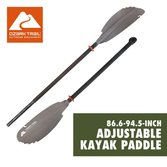 Ozark Trail Adult Adjustable Angler Paddle, Gray, 220–240 cm, Aluminum Shaft