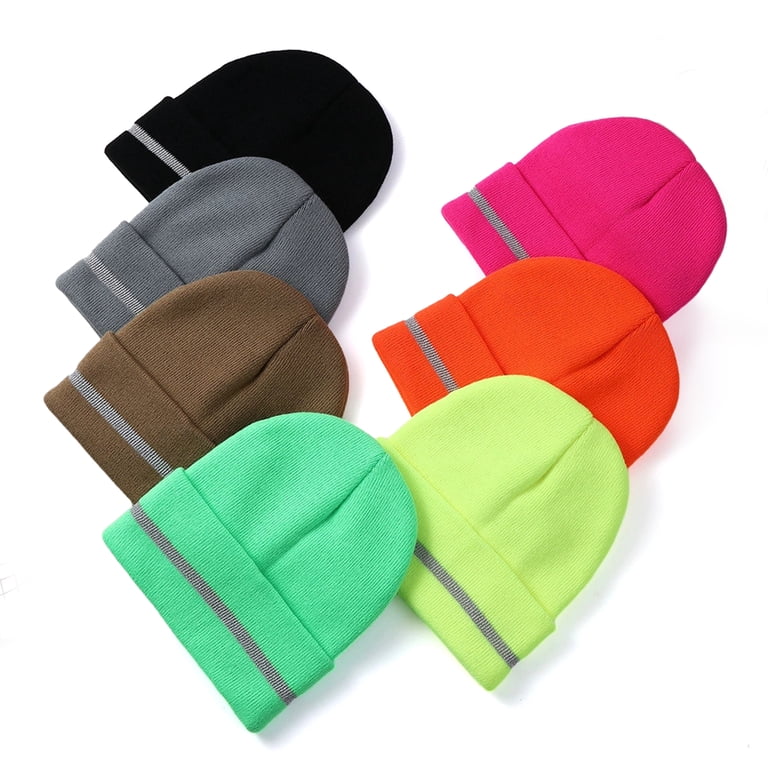 TOPTIE Adult Reflective Knit Beanie Hat Warm Winter Skull Cap for