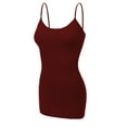 thumbnail image 3 of Essential Basic Women Basic Built In Bra Spaghetti Strap Cami Top Tank - 2 Pk Burgundy Red, L, 3 of 5