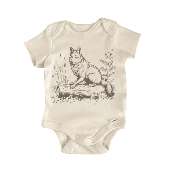 Cottagecore Wolf Boho Newborn Baby Bodysuit