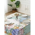 thumbnail image 3 of Easter Suqare Tablecloth - 60 x 60 Inch, Spring Rabbit Ears Foot Flowers Eggs Green Wooden Waterproof & StainResistant Tablecloth, Washable Oil-proof Table Cover for Dining/Party/Wedding/Buffet, 3 of 9