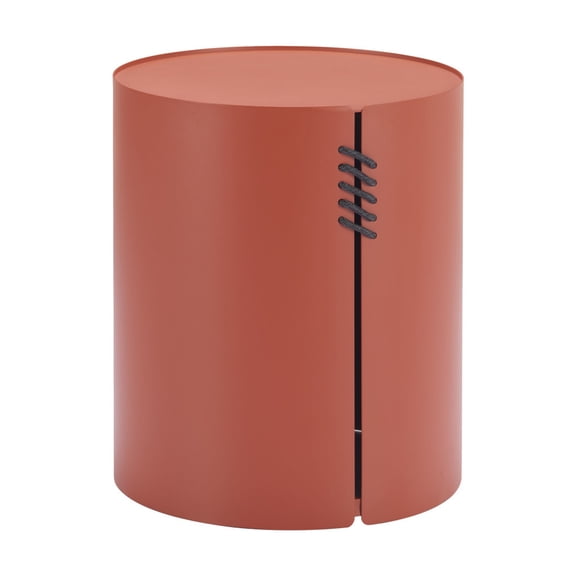 HomeRoots 571404 19 in. Brown Aluminum Round Drum End Table