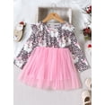 thumbnail image 2 of Suealasg Kids Girls Christmas Dress Toddler Baby Girls Long Sleeve Crewneck Santa Print A-Line Tulle Princess Dress 6M 1T 2T 3T 4T Child Girls Santa Claus Costume, 2 of 5