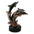 thumbnail image 6 of Bronze Electroplated Three Bottlenose Dolphins Riding Over Ocean Waves Statue, 6 of 9
