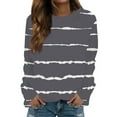 thumbnail image 2 of IMENGL Casual striped pullover top, Gray XL, Size M-2XL, 2 of 5
