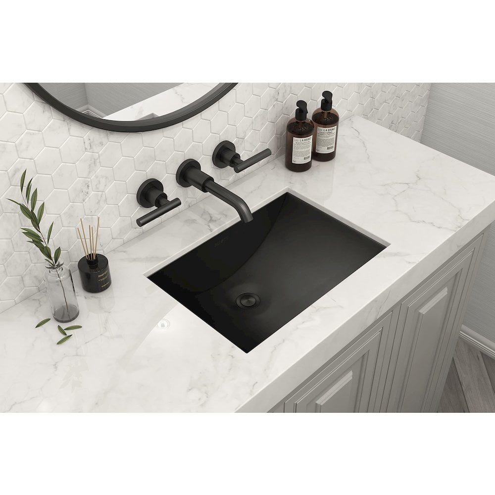 Ruvati 34 x 14 inch Gunmetal Black Stainless Steel Rectangular Bathroom Sink Undermount