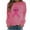 Hot Pink, variant on Pink Ribbon Women Fashion Casual Print Round Neck Loose Long Sleeve T-shirt Tops Blouse