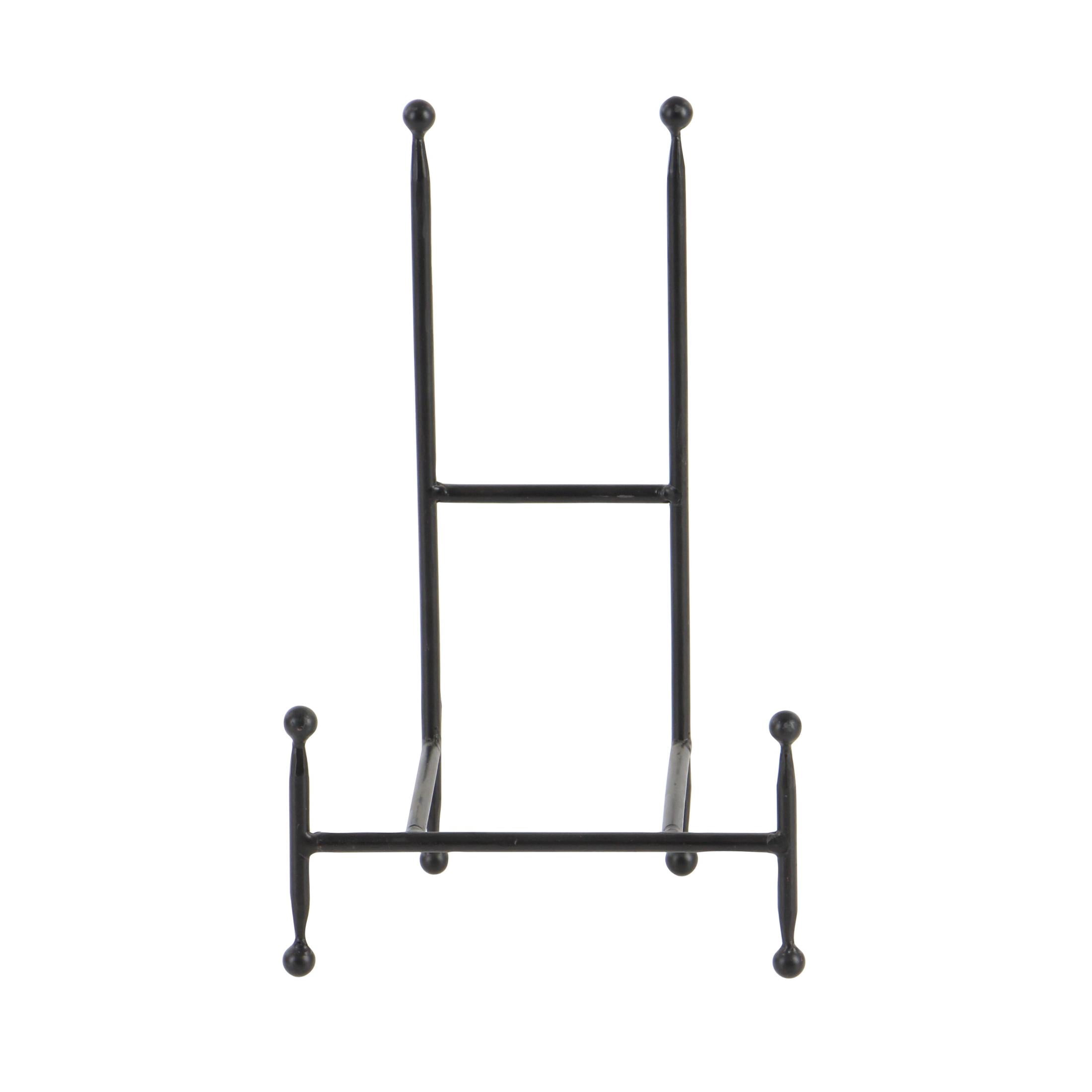 DecMode 14", 12", 10", 9"H Black Metal Tabletop Rectangular Easel with Ball Accents, 4-Pieces
