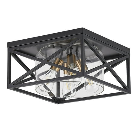 

Aiwen Square Shape Flush Mount Ceiling Lamp Matte Black Industrial Light Fixture
