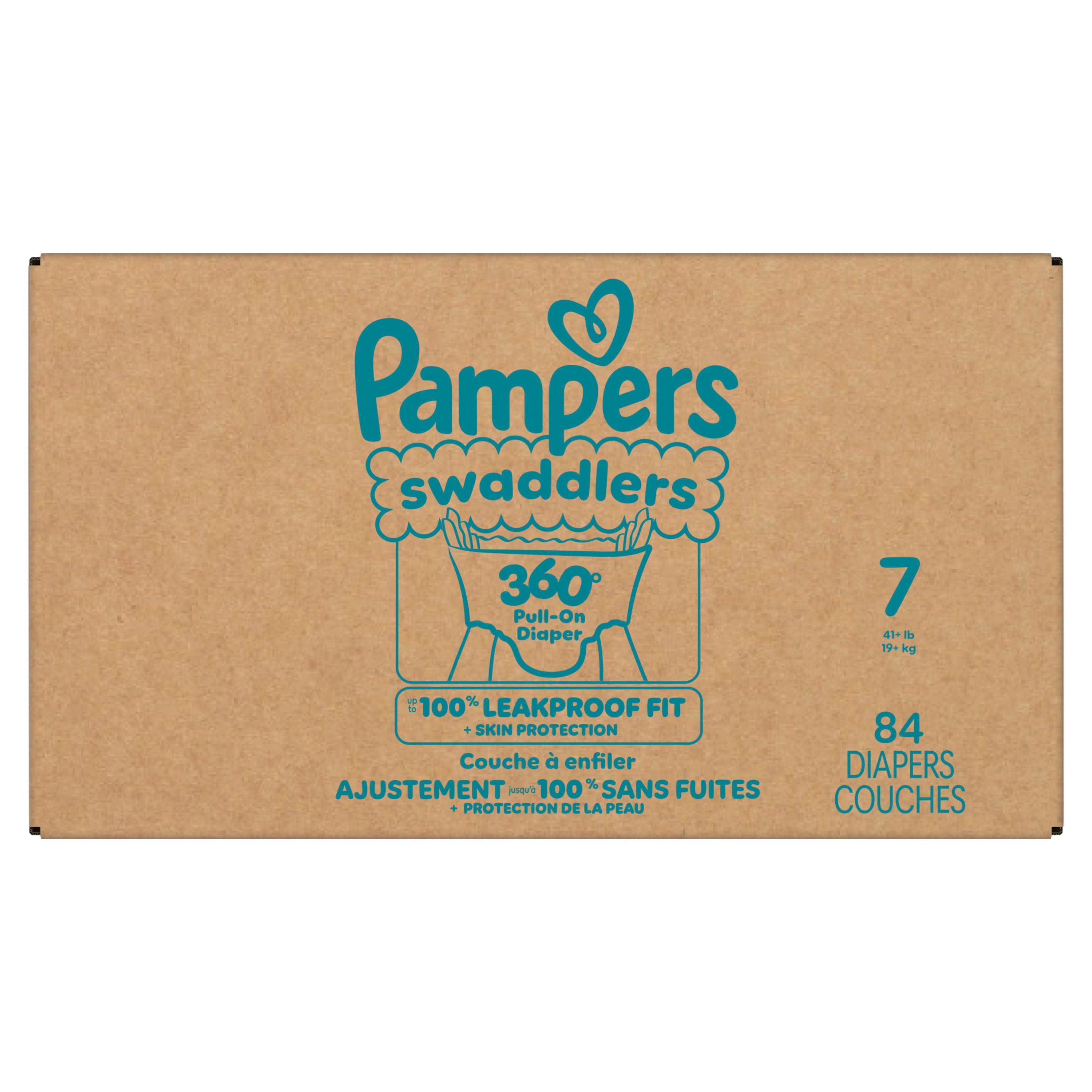Pampers Diapers - Swaddlers 360° - Size 7, up to 100% Leakproof Comfy Dry Fit, EZ Off Tabs Designed for Easy Changes, Pull On Diaper