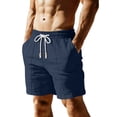 thumbnail image 2 of VBVC Men's Cotton-Linen Shorts with Pockets,Lightweight Workout Golf Shorts For Men,Navy,S-2XL, 2 of 7