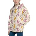 thumbnail image 2 of Kdxio Yellow Pueple Rabbit Pattern Boys Athletic Unisex Boys Girls Hoodie with Pocket Sweatshirts-Large, 2 of 6