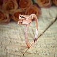 thumbnail image 2 of Huge Sale 2 carat 7x5mm Emerald Cut Morganite Diamond Moissanite Bridal Wedding Ring Set with 18k Gold Plating, 2 of 3
