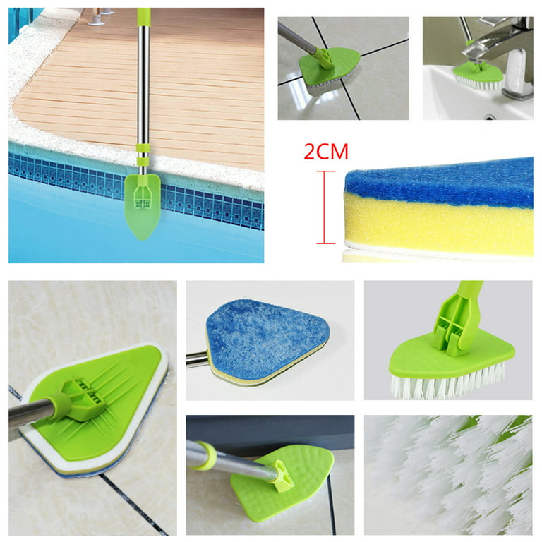 Tub Tile Scrubber Brush Kit with 3 Replacement Brush Heads, 2 in 1  Extendable 50 Long Handle Shower Scrubber Cleaning Brush Stiff Bristles  Brush