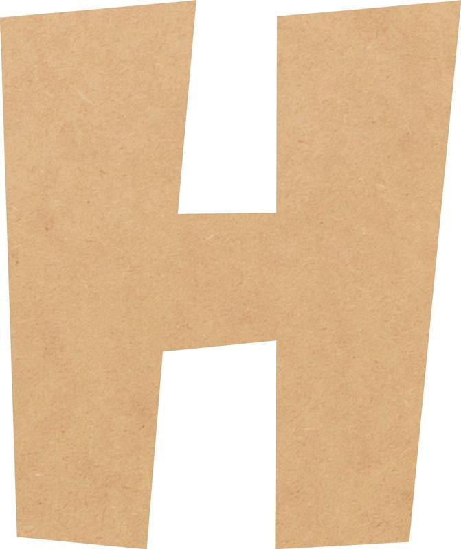 Unfinished Bold Wood Letter H, Craft Alphabet 8'' Tall MDF Wall Décor