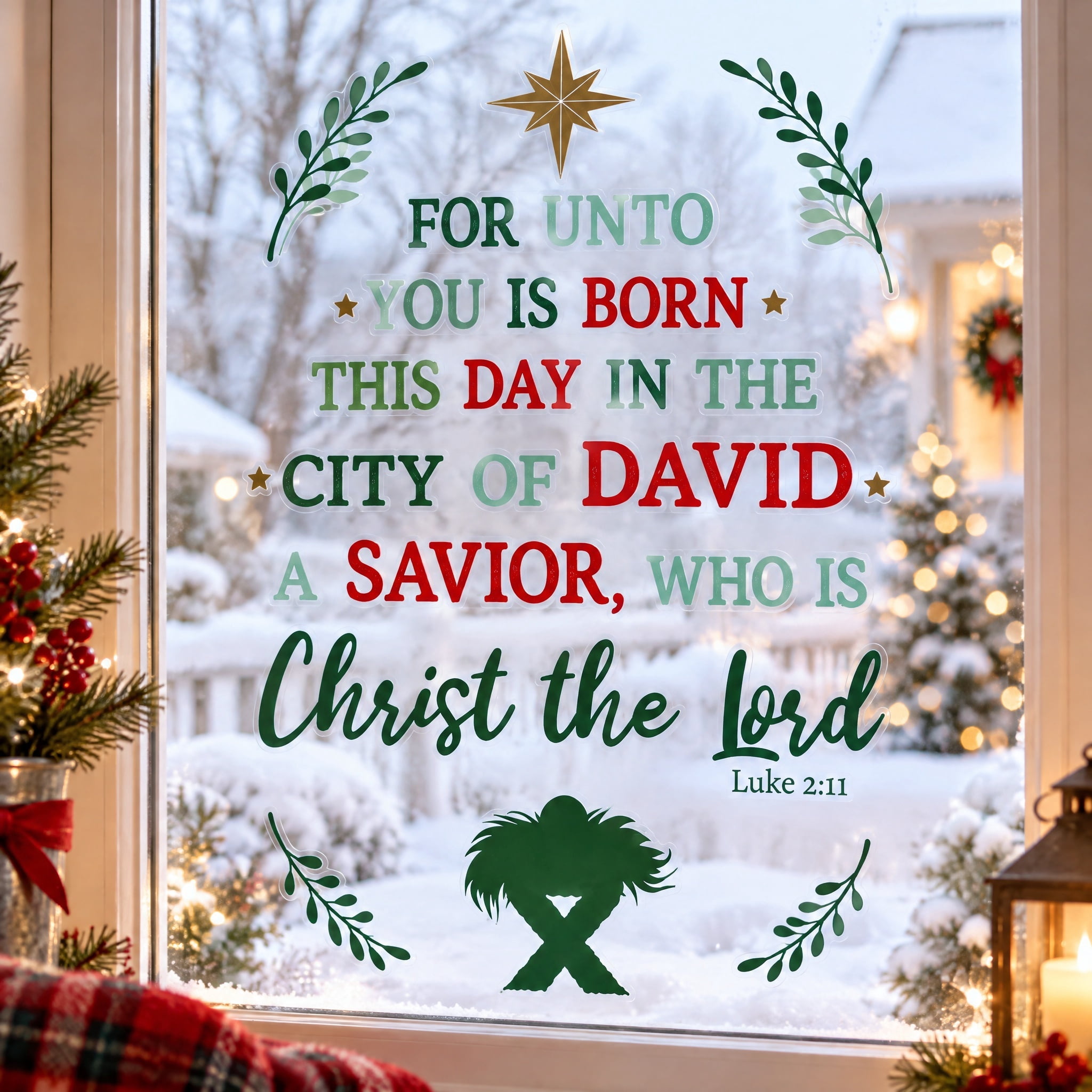 Blessings Christmas Window Clings, Multicolor, 10.8" x 16.8", by Holiday Time