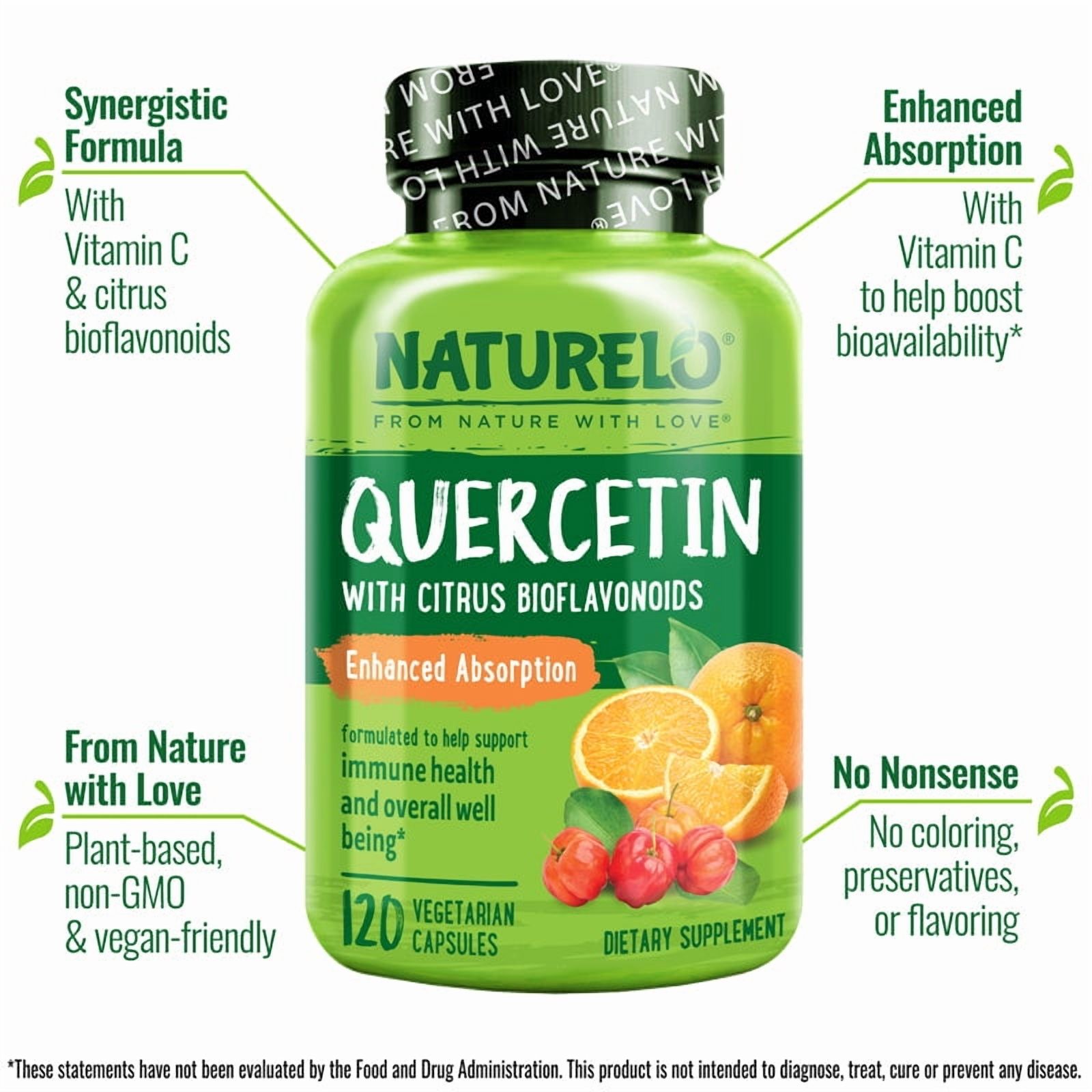 NATURELO Quercetin Citrus Bioflavonoid Complex with Enhanced Absorption - 120 Vegetarian Capsules
