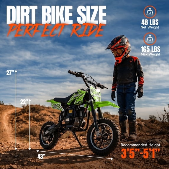4-Stroke Gas Dirt Bike,39cc Gas Powered Off-Road Mini Bike,Mini Dirt Bike with 20mph Max Speed & 27 miles Max Range,Adjustable Suspension, Dual Disc Brakes,Epa Certified