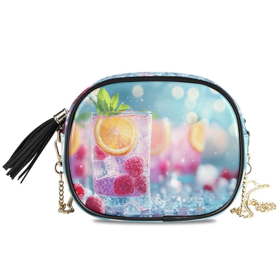 Womens Casual Chain Shoulder Bag Simple style Colorful Cocktails with Fruit Crossbody Bag