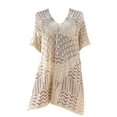 thumbnail image 4 of MSJUHEG Bathing Suit Cover Ups,Kimono Cover Up,Mesh Knit Beach Dress,Sarong Coverups for Women,Shirt Dress,Bikini Shirt,Mesh Bathing Suit Beige A, 4 of 7