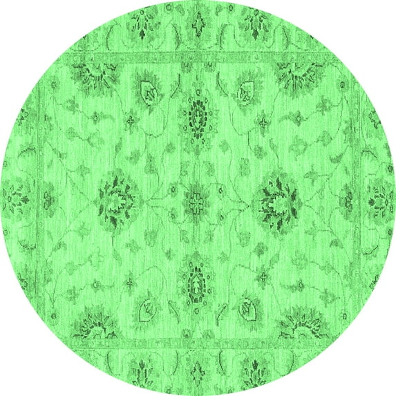 Ahgly Company Indoor Round Oriental Emerald Green Traditional Area Rugs, 6' Round