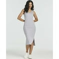 thumbnail image 2 of Real Essentials 3 Pack: Women's Ribbed Knit Sleeveless Crew Neck Tank Casual Midi Shift Dress with Slit, 2 of 6
