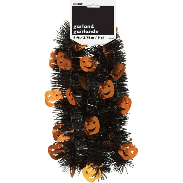 9' Pumpkin Halloween Tinsel Garland