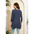 thumbnail image 6 of ENMAIN Womens Tunic Tops V Neck 3/4 Sleeve Blouse Casual Navy Blue Shirt Irregular Hem Flowy Tunic XL, 6 of 8