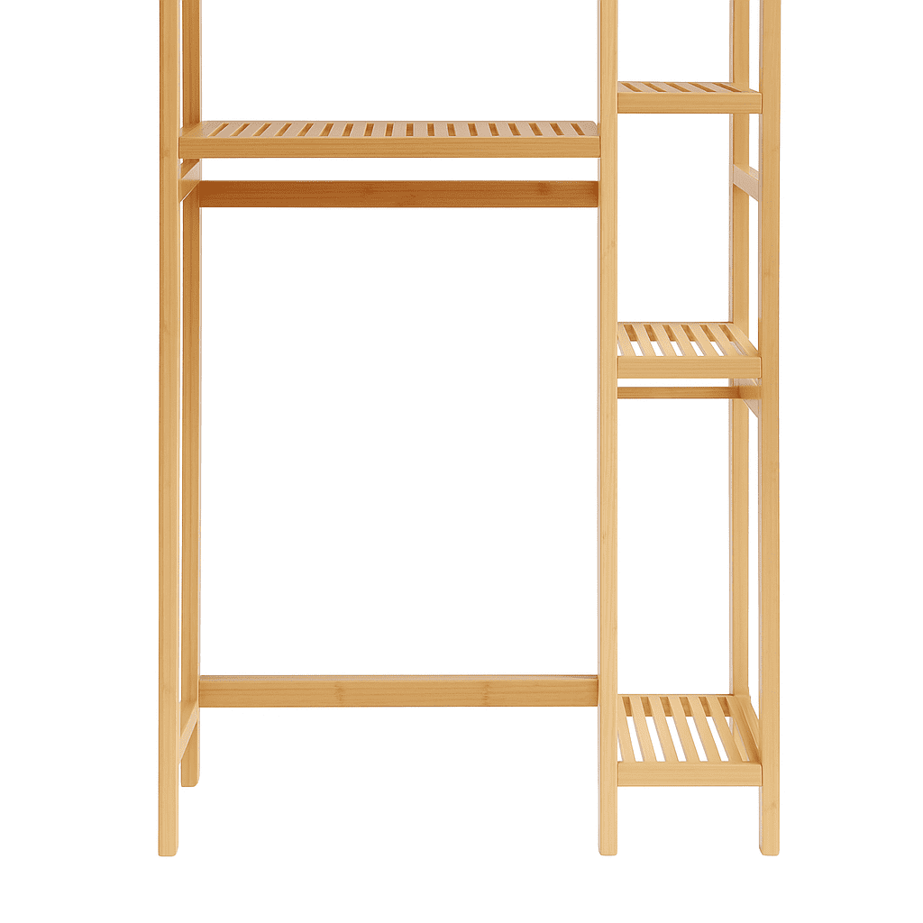Proman Products Santa Fe Over The Top Bamboo Toilet Storage Customizable Shelf Rack with Toilet Paper Holder.