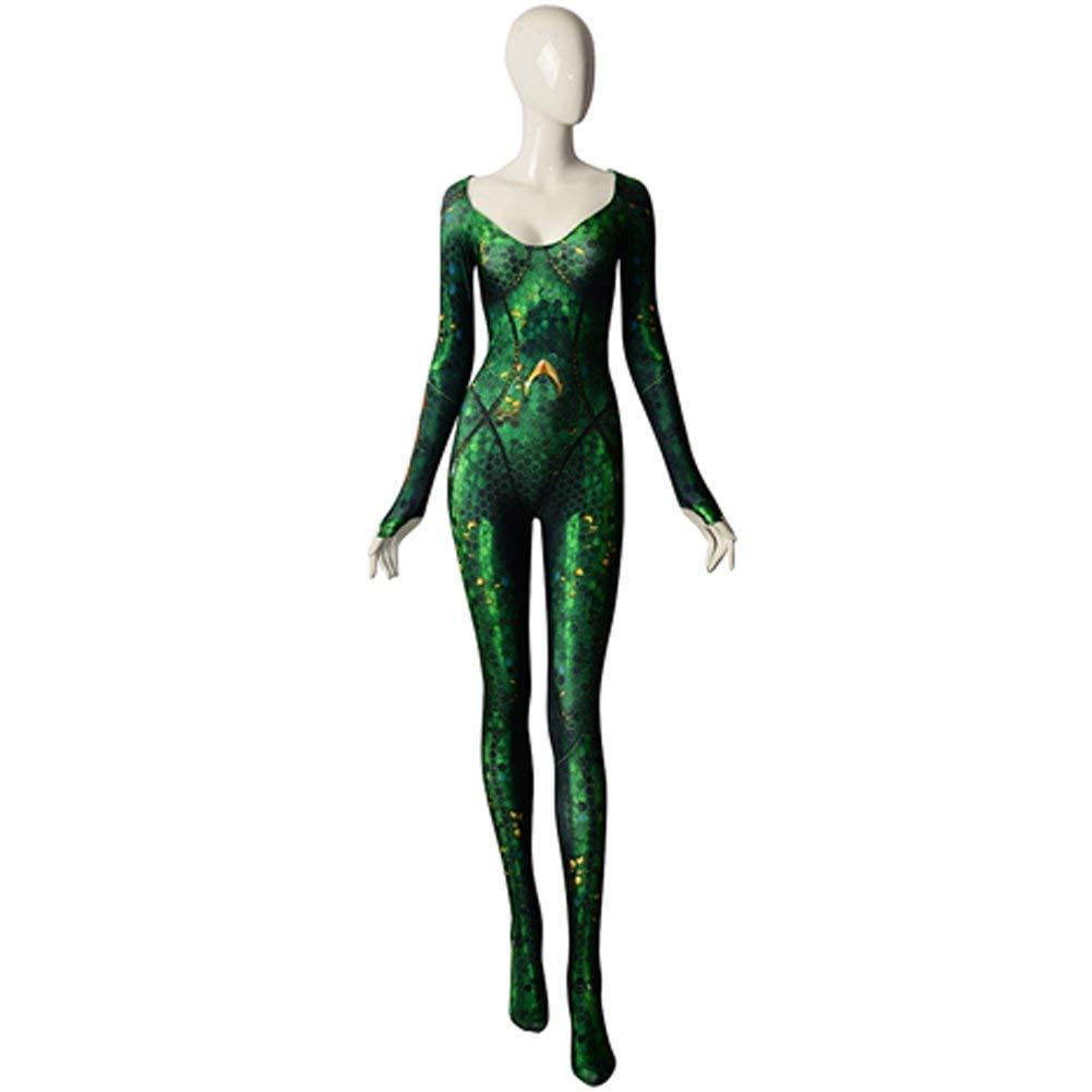 Women Kids Movie Aquaman Mera Queen Cosplay Costume Zentai Bodysuit Suit.