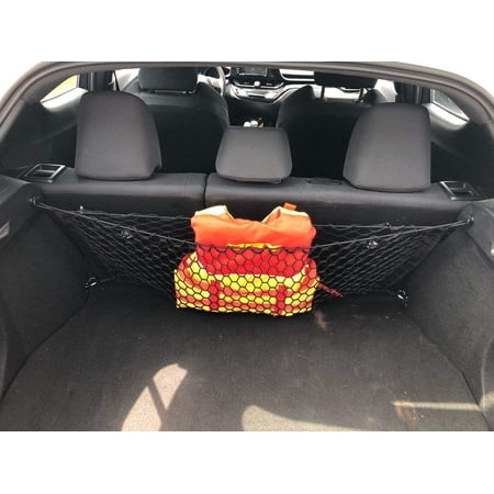 Rear Seat Envelope Style Trunk Cargo Net Black Compatible with Toyota CH-R 2018-2022