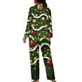 thumbnail image 2 of Renewold Loose Winter Pajama Women Xmas Ball Snowflake Button Nightwear Lounge Set Size S 2PCS Stretchy Clothing Relaxed Sleepwear Christmas Birthday Gifts, 2 of 6
