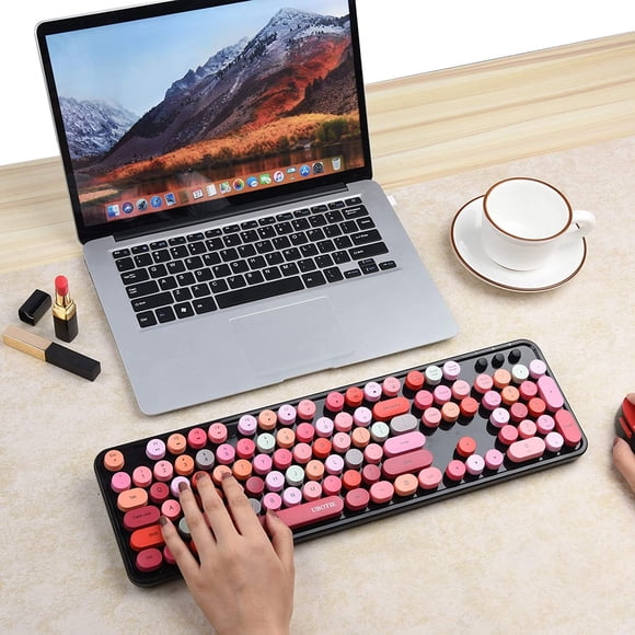 UBOTIE Colorido Ordenador Teclado inalámbrico Ratón Combos, Máquina de