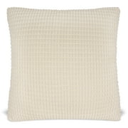 MAUBY HOME Solid Soft Corduroy Textured Cream Off WhiteSquare 18in x 18in (45cm x 45cm) Decorative Pillow Cover