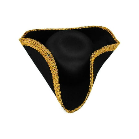 Gold Trim Tricorn Hat for Adults