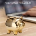 thumbnail image 2 of Ceramic Gold Pig Bank Cute Coin Bank Furnishings Lucky Pig Decoration,Gold Pig, 2 of 9