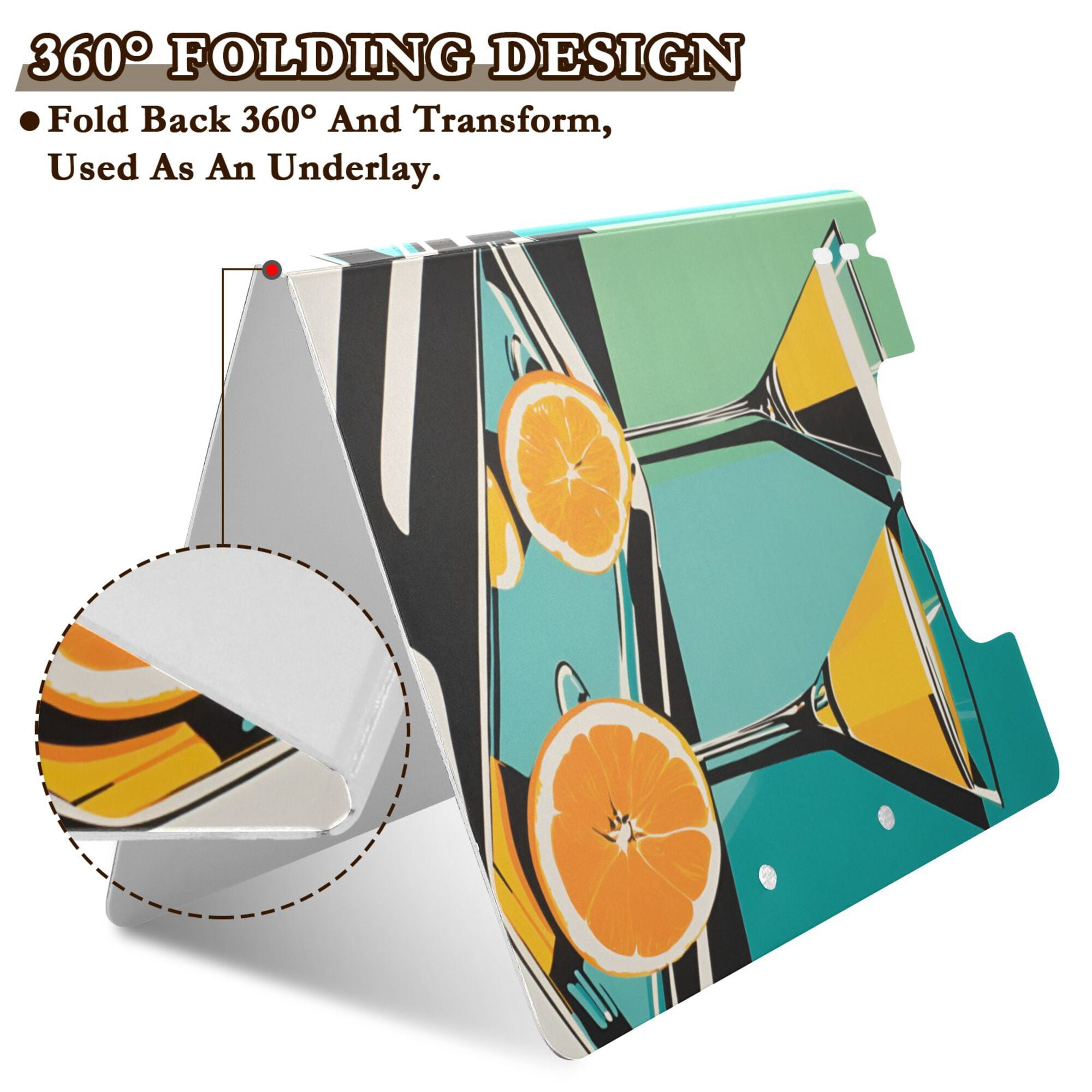 FORMRS A4 Clipboard Folder with Pen Holder Horizontal Foldable School Office Binder, Orange Glasses